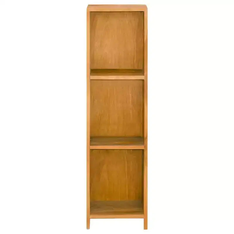 vidaXL Solid Teak Wood Bookshelf  Retro Style Freestanding 2-Shelf Organizer for Living Room, Study, Office - Brown, 11.8x11.8x43.3