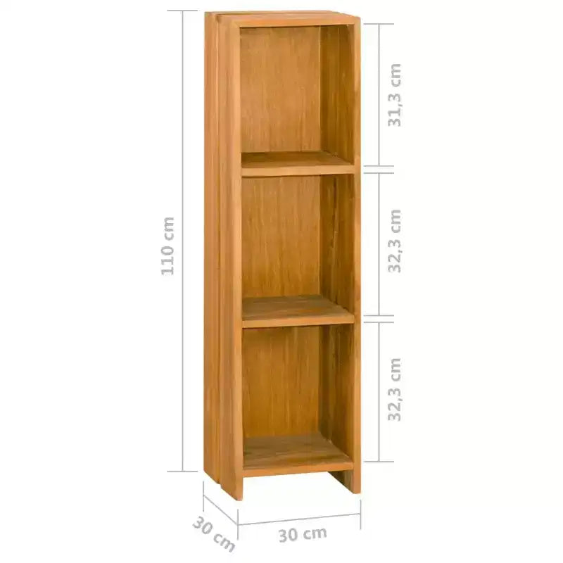 Libreria in Legno Massello di Teak, Organizzatore a 2 Ripiani Autoportante Stile Retrò, 30x30x110 cm