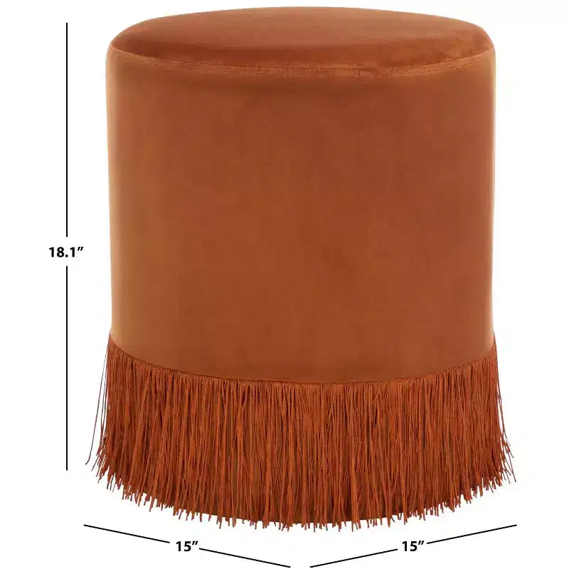 Pouf imbottito con nappe decorative