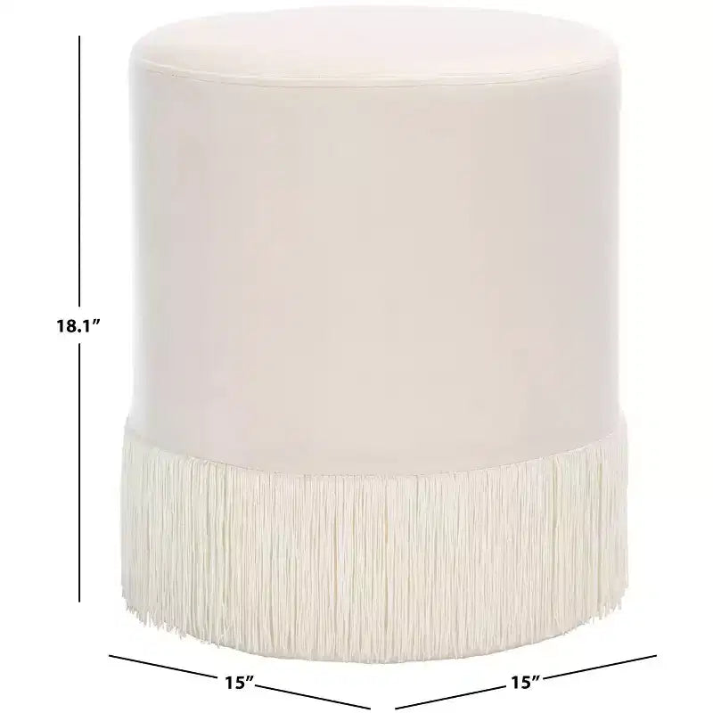Pouf imbottito con nappe decorative