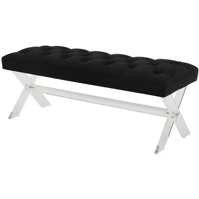 Panca d'accento in acrilico, seduta glamour in lucite per camera da letto o spogliatoio