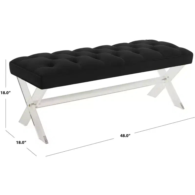 Panca d'accento in acrilico, seduta glamour in lucite per camera da letto o spogliatoio