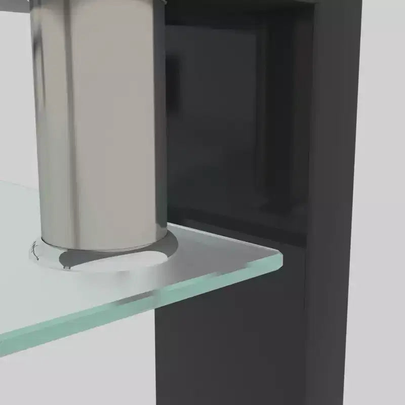 Elegante tavolino da caffè rettangolare in vetro, moderno tavolino da salotto a 2 ripiani trasparente