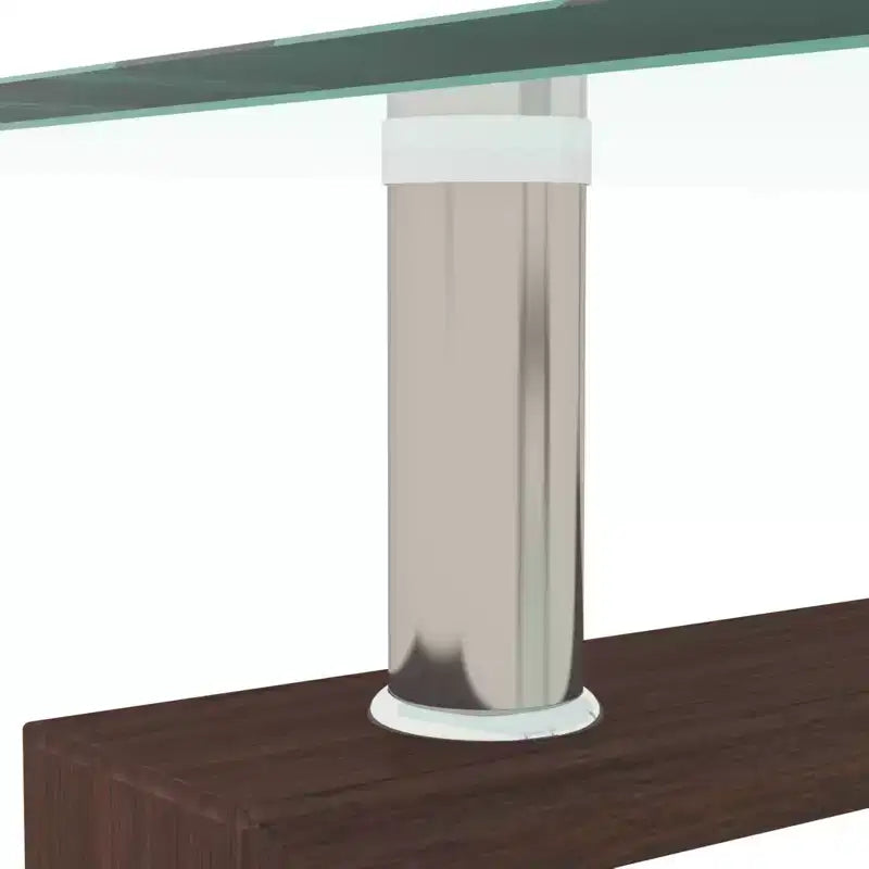 Elegante tavolino da caffè rettangolare in vetro, moderno tavolino da salotto a 2 ripiani trasparente