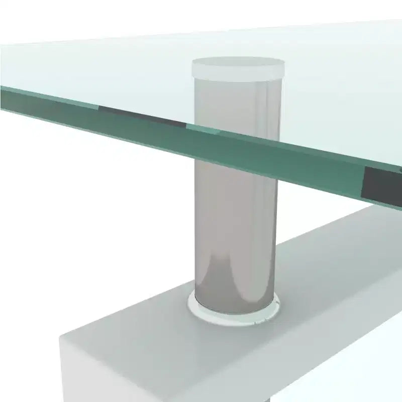 Elegante tavolino da caffè rettangolare in vetro, moderno tavolino da salotto a 2 ripiani trasparente