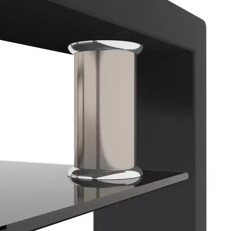 Elegante tavolino da caffè rettangolare in vetro, moderno tavolino da salotto a 2 ripiani trasparente