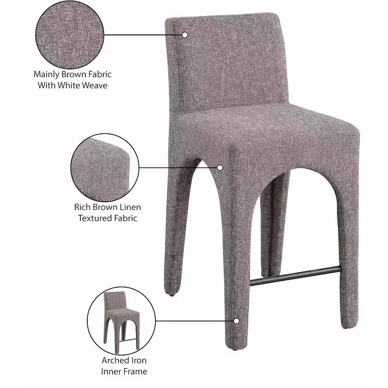 Sgabello in Tessuto Testurizzato Lino Gramercy Brown