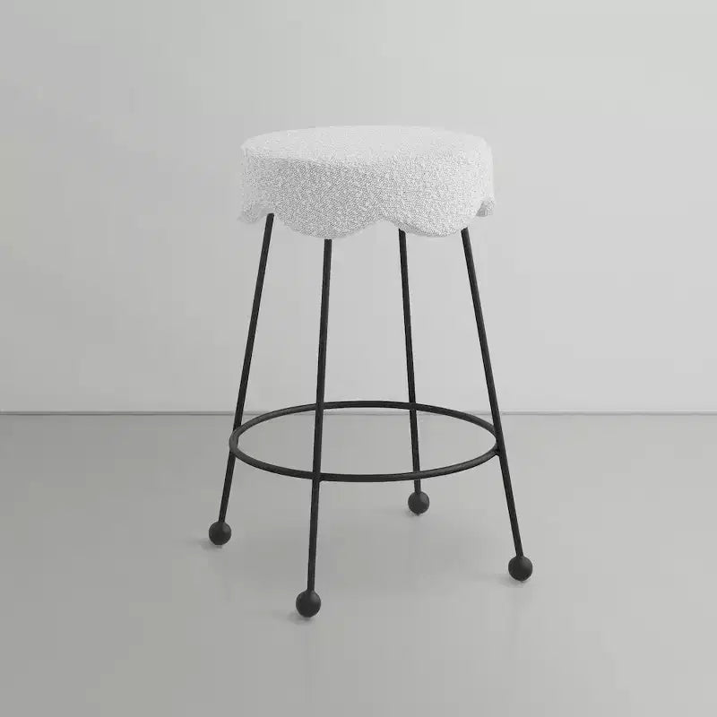 Sgabello da banco in tessuto color crema Fleur
