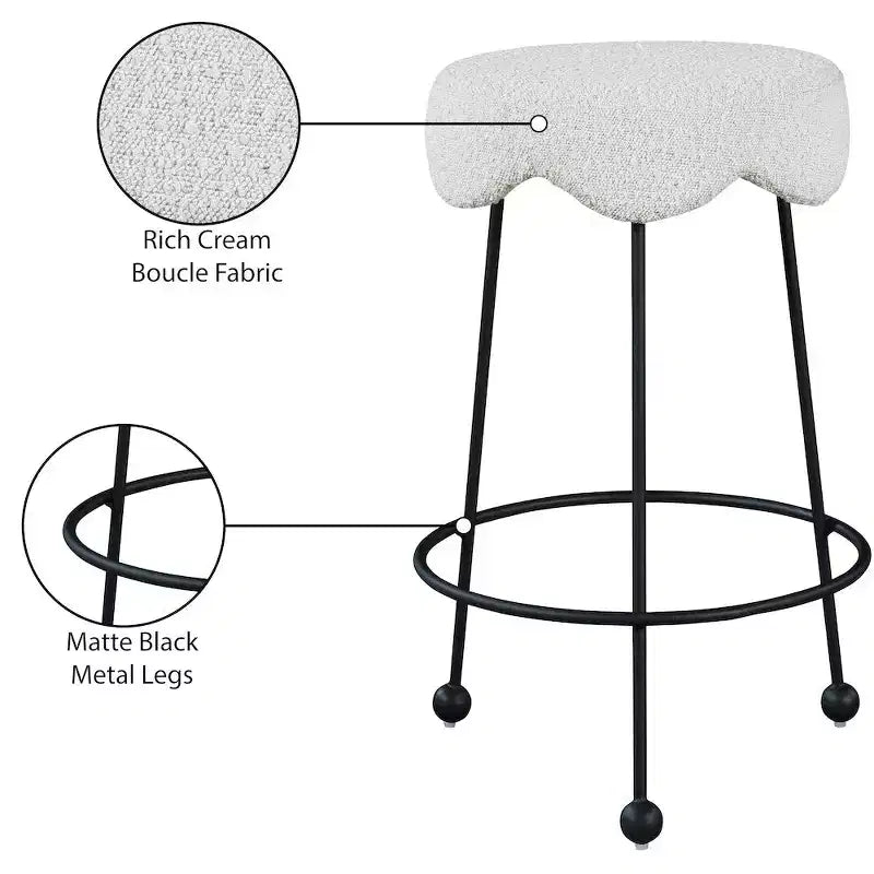 Sgabello da banco in tessuto color crema Fleur