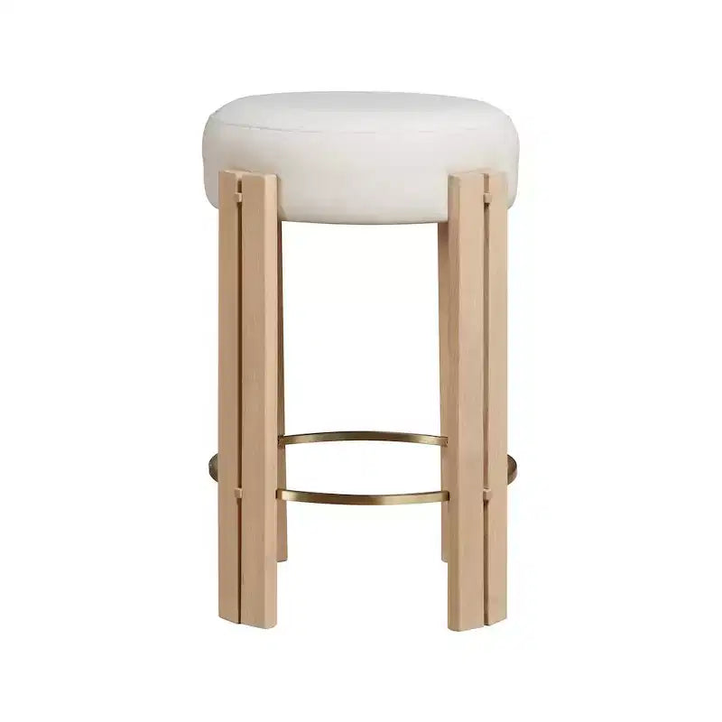 Sgabello da bancone Harrison in pelle vegana color crema