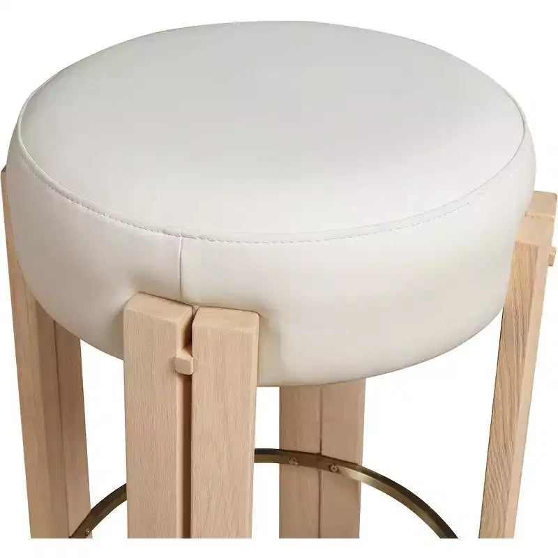 Sgabello da bancone Harrison in pelle vegana color crema