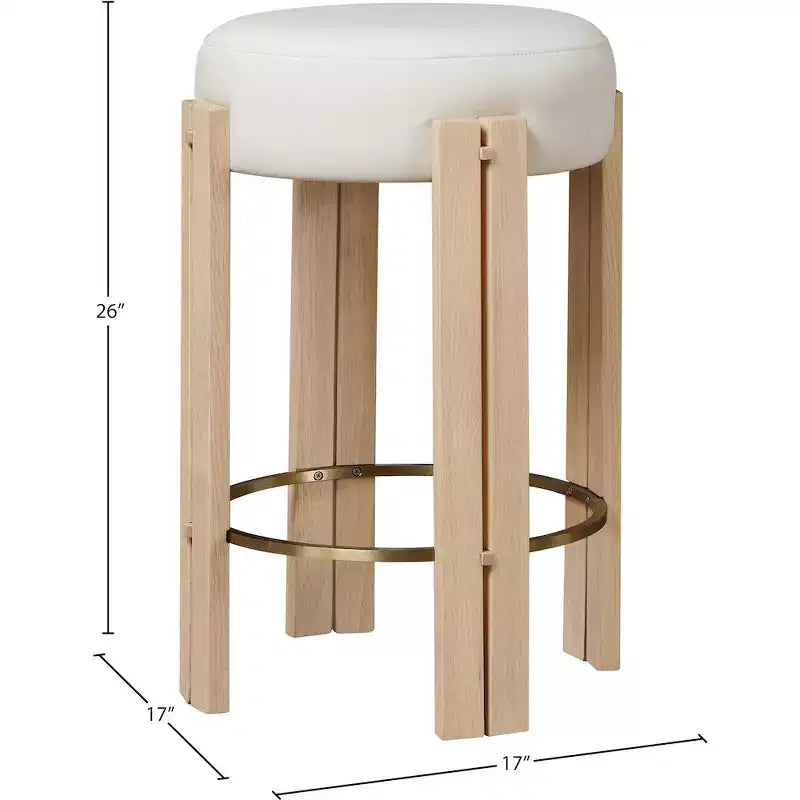 Sgabello da bancone Harrison in pelle vegana color crema