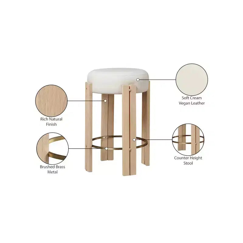 Sgabello da bancone Harrison in pelle vegana color crema