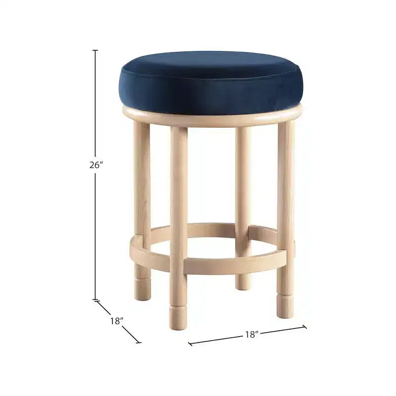 Sgabello da bancone Monette in velluto blu navy