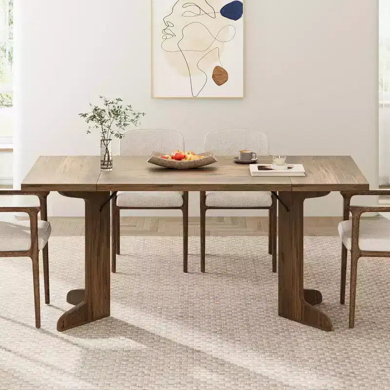 Tavolo da pranzo da 71" per 6-8 persone, tavolo da pranzo rettangolare moderno con gambe in legno uniche