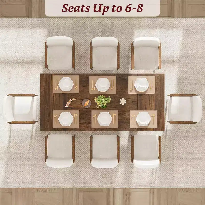 Tavolo da pranzo da 71" per 6-8 persone, tavolo da pranzo rettangolare moderno con gambe in legno uniche