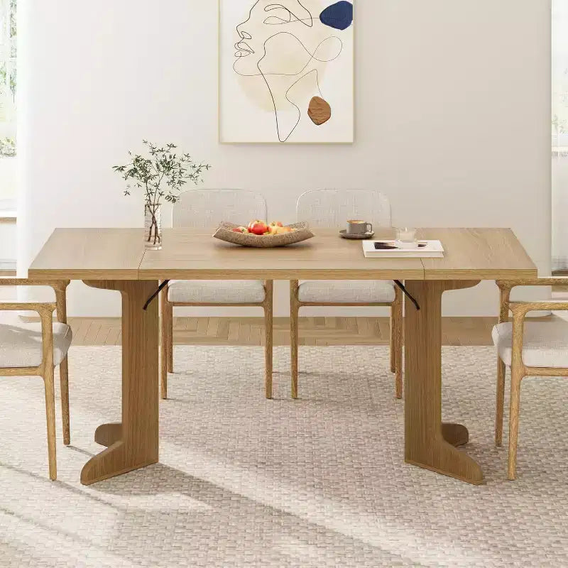 Tavolo da pranzo da 71" per 6-8 persone, tavolo da pranzo rettangolare moderno con gambe in legno uniche
