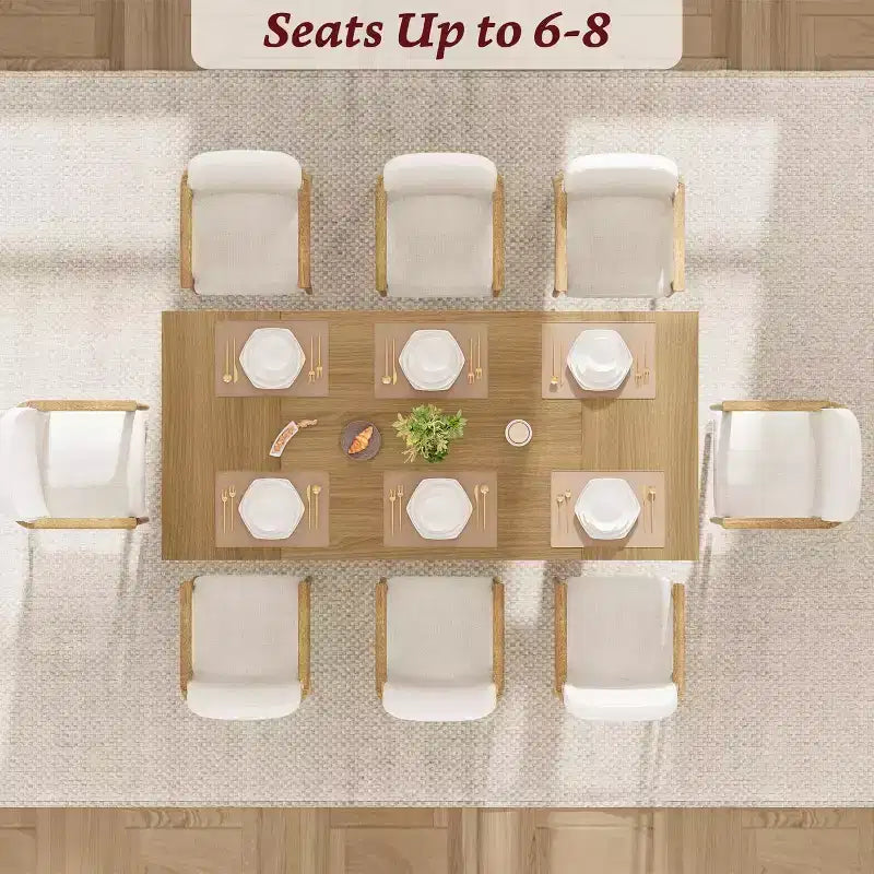 Tavolo da pranzo da 71" per 6-8 persone, tavolo da pranzo rettangolare moderno con gambe in legno uniche