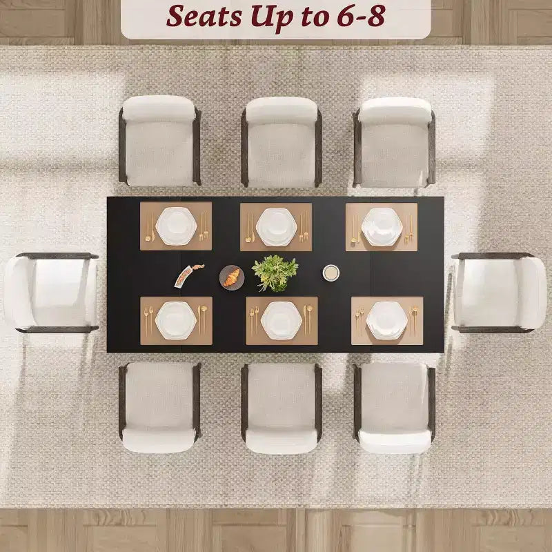Tavolo da pranzo da 71" per 6-8 persone, tavolo da pranzo rettangolare moderno con gambe in legno uniche