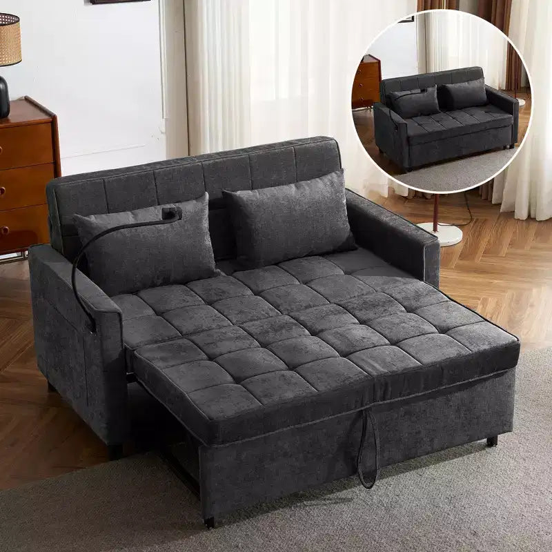 Comodo divanetto in ciniglia con divano letto estraibile