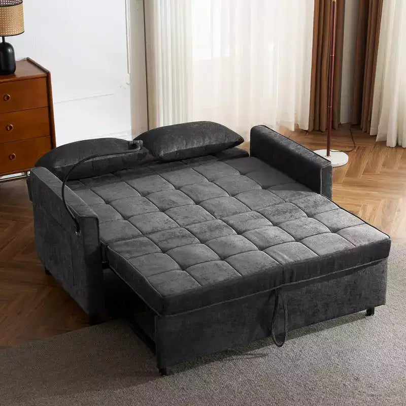 Comodo divanetto in ciniglia con divano letto estraibile