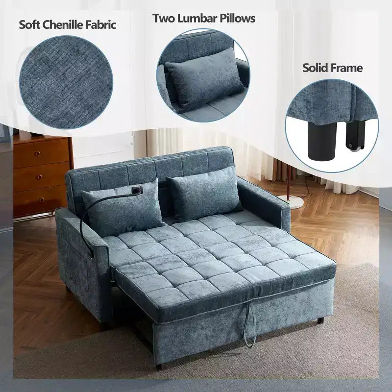 Comodo divanetto in ciniglia con divano letto estraibile