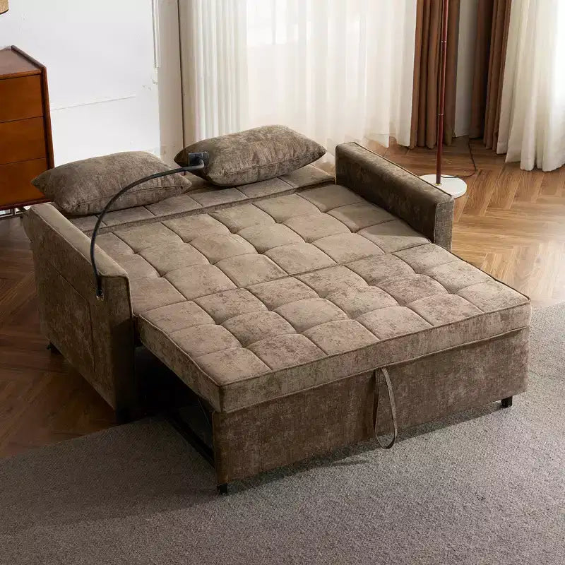 Comodo divanetto in ciniglia con divano letto estraibile