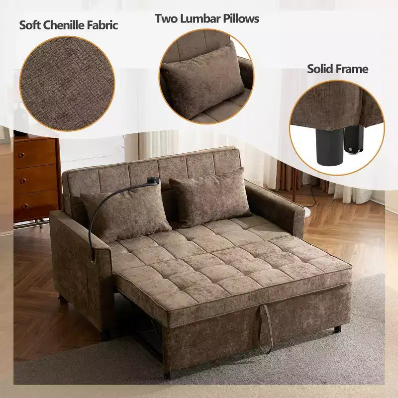Comodo divanetto in ciniglia con divano letto estraibile