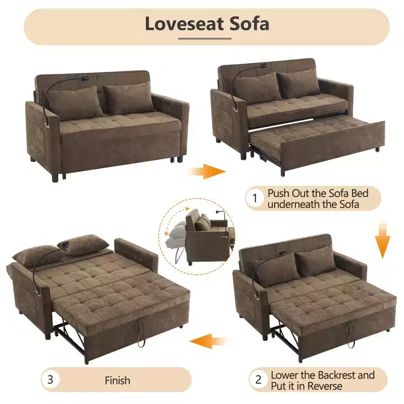 Comodo divanetto in ciniglia con divano letto estraibile