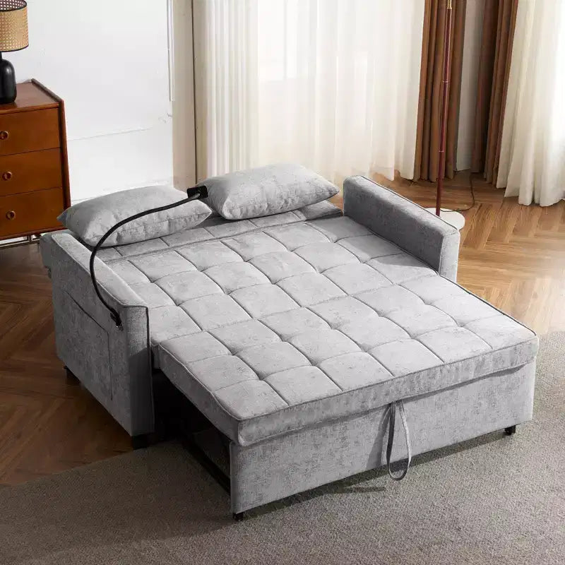 Comodo divanetto in ciniglia con divano letto estraibile