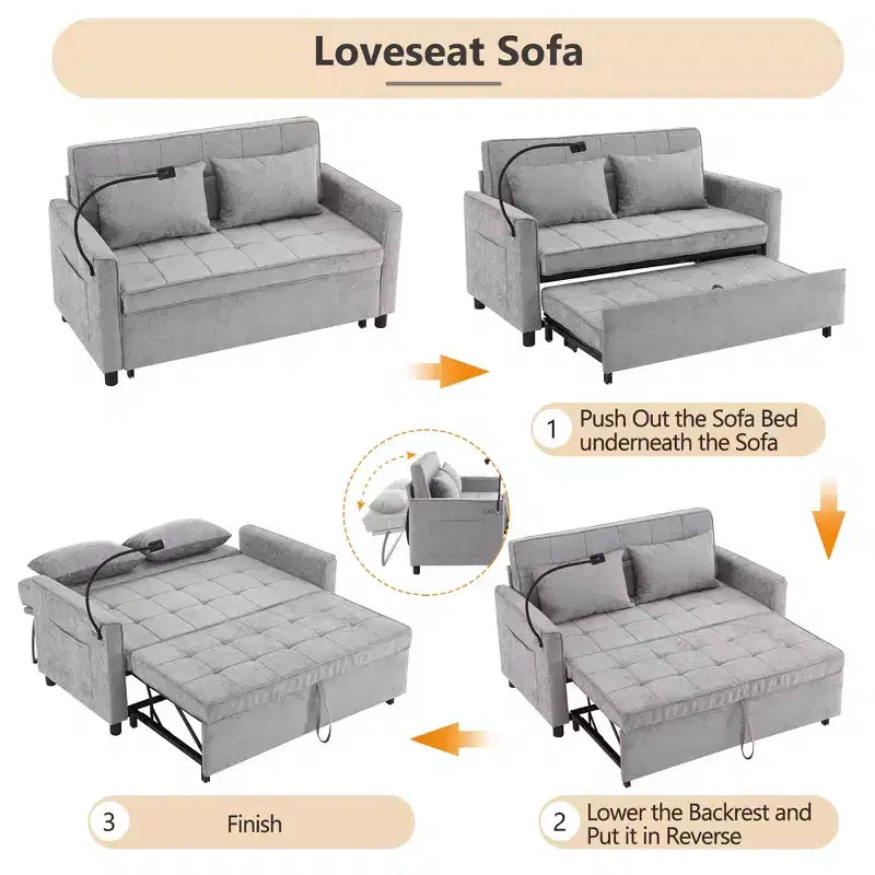 Comodo divanetto in ciniglia con divano letto estraibile