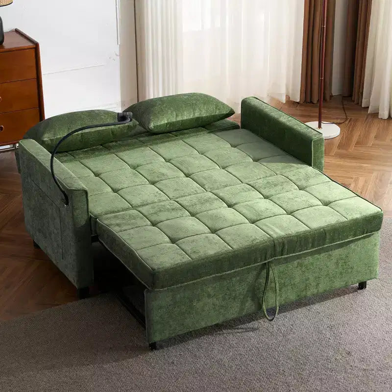 Comodo divanetto in ciniglia con divano letto estraibile