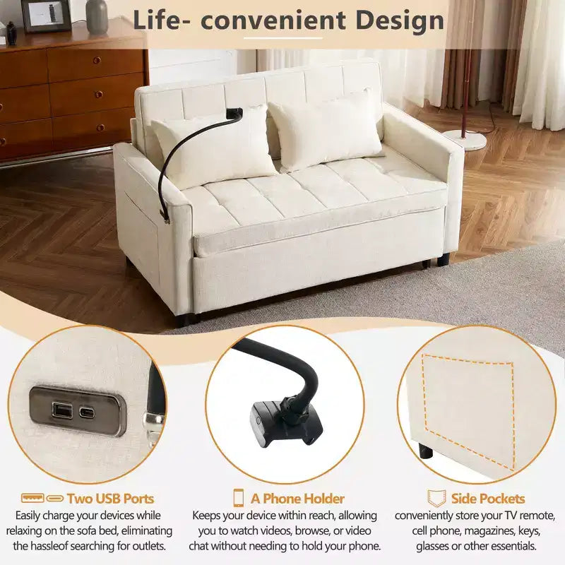 Comodo divanetto in ciniglia con divano letto estraibile