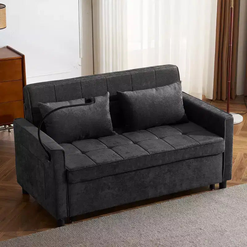 Comodo divanetto in ciniglia con divano letto estraibile