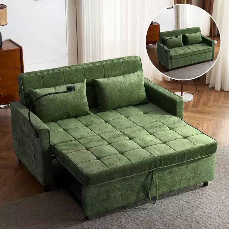 Comodo divanetto in ciniglia con divano letto estraibile
