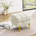 TUYOHW 22 Inches Anti-scratch Leather Storage Ottoman, Pet Friendly Entryway Bench with Golden Stainless Steel Legs, Beige