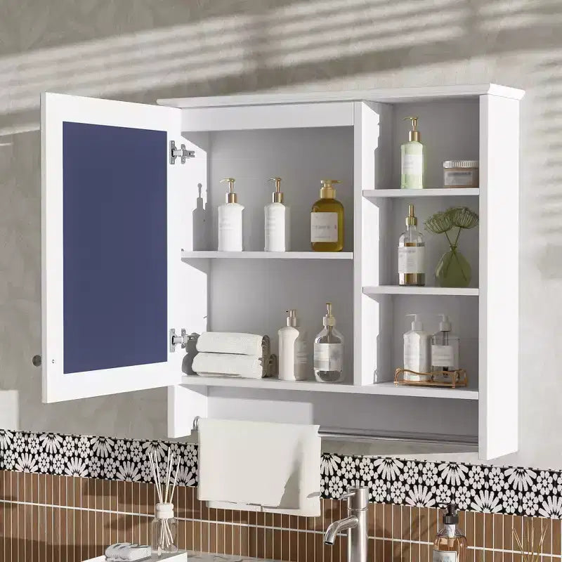 Specchio 2-in-1 da parete, mobiletto da 76 cm con ripiano regolabile, organizer per camera da letto
