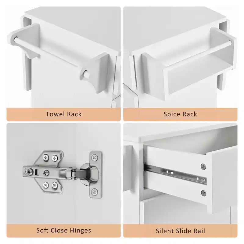 Specchio 2-in-1 da parete, mobiletto da 76 cm con ripiano regolabile, organizer per camera da letto