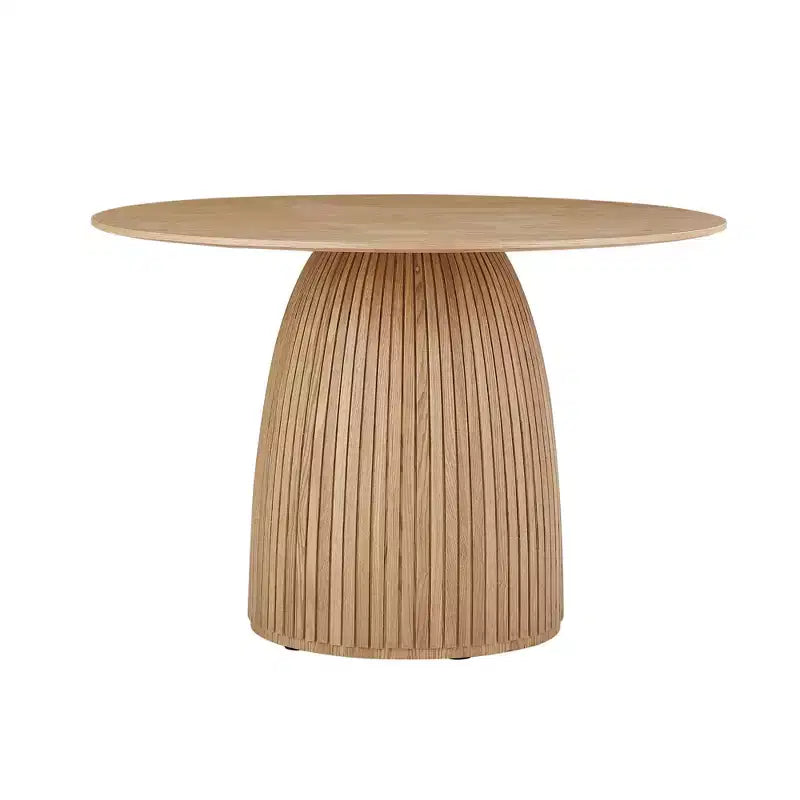Tavolo da pranzo rotondo in legno per piccoli spazi, 4 posti, gambe in legno massello, antigraffio, 107 cm