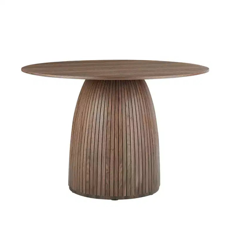 Tavolo da pranzo rotondo in legno per piccoli spazi, 4 posti, gambe in legno massello, antigraffio, 107 cm