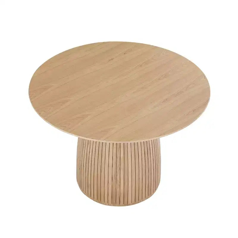 Tavolo da pranzo rotondo in legno per piccoli spazi, 4 posti, gambe in legno massello, antigraffio, 107 cm