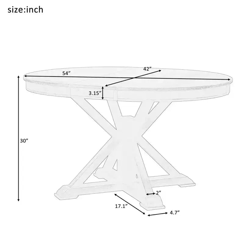 Tavolo da pranzo rotondo allungabile Mid-Century con prolunga da 30 cm, posti 4-6, MDF e legno, 107-137 cm