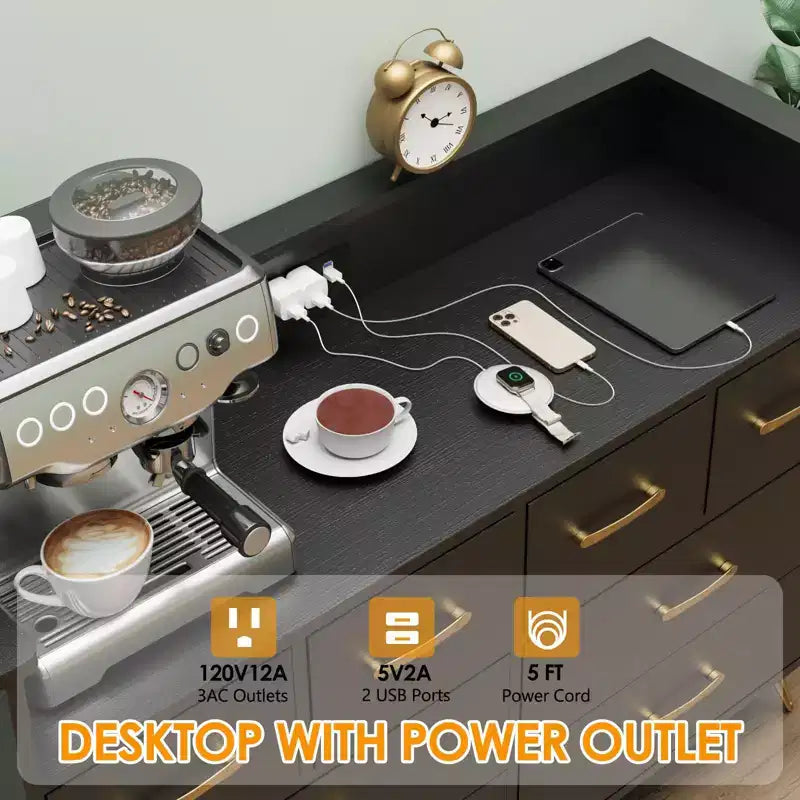 Cassettiera con presa di corrente e luci a LED, cassettiera a 8 cassetti in legno per camera da letto, cassettiera moderna per armadio, soggiorno