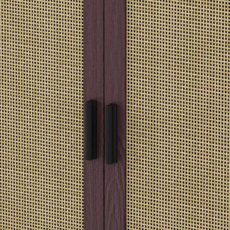 Credenza decorativa rustica in rattan con 4 ante e ripiani regolabili, Mobile buffet per cucina sala da pranzo