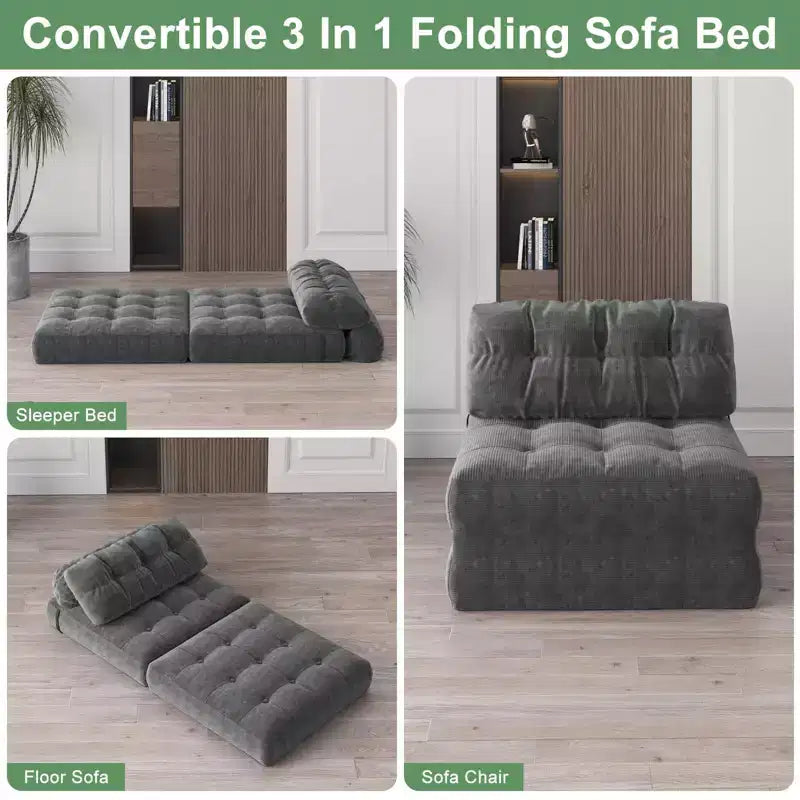 Divano letto pieghevole, divano pieghevole da terra per soggiorno, sedia letto convertibile con cuscino e materasso pieghevole