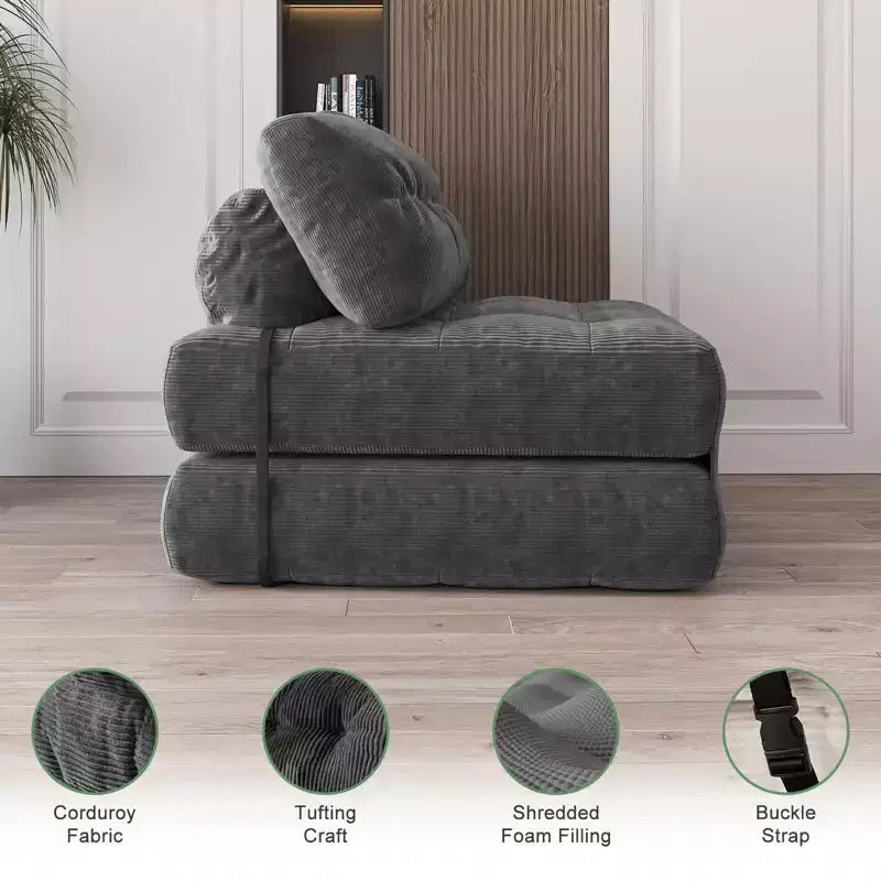 Divano letto pieghevole, divano pieghevole da terra per soggiorno, sedia letto convertibile con cuscino e materasso pieghevole