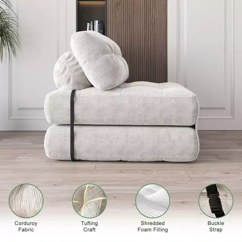 Divano letto pieghevole, divano pieghevole da terra per soggiorno, sedia letto convertibile con cuscino e materasso pieghevole