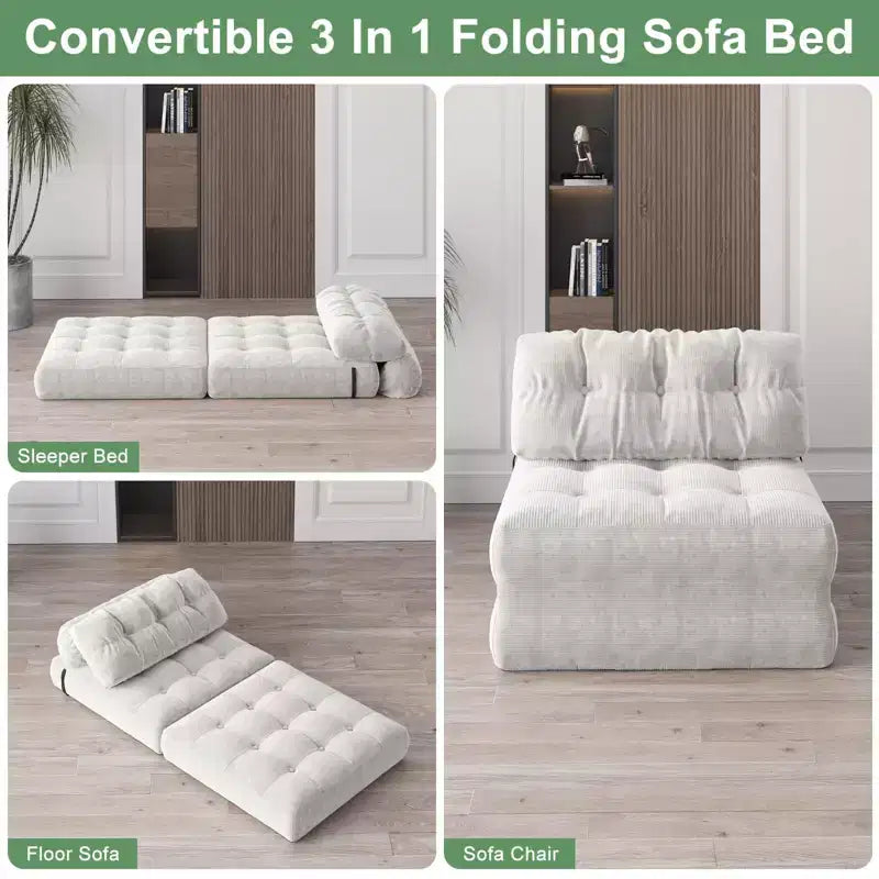 Divano letto pieghevole, divano pieghevole da terra per soggiorno, sedia letto convertibile con cuscino e materasso pieghevole