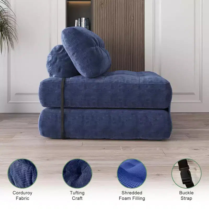 Divano letto pieghevole, divano pieghevole da terra per soggiorno, sedia letto convertibile con cuscino e materasso pieghevole
