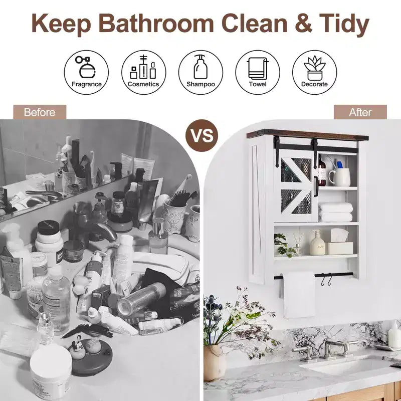 Mobiletto da bagno a parete, Mobiletti contenitori sopra il WC con anta scorrevole a grana e ripiano regolabile, Armadietto da cucina, 23,6 P x 7,9 L x 29,1 A